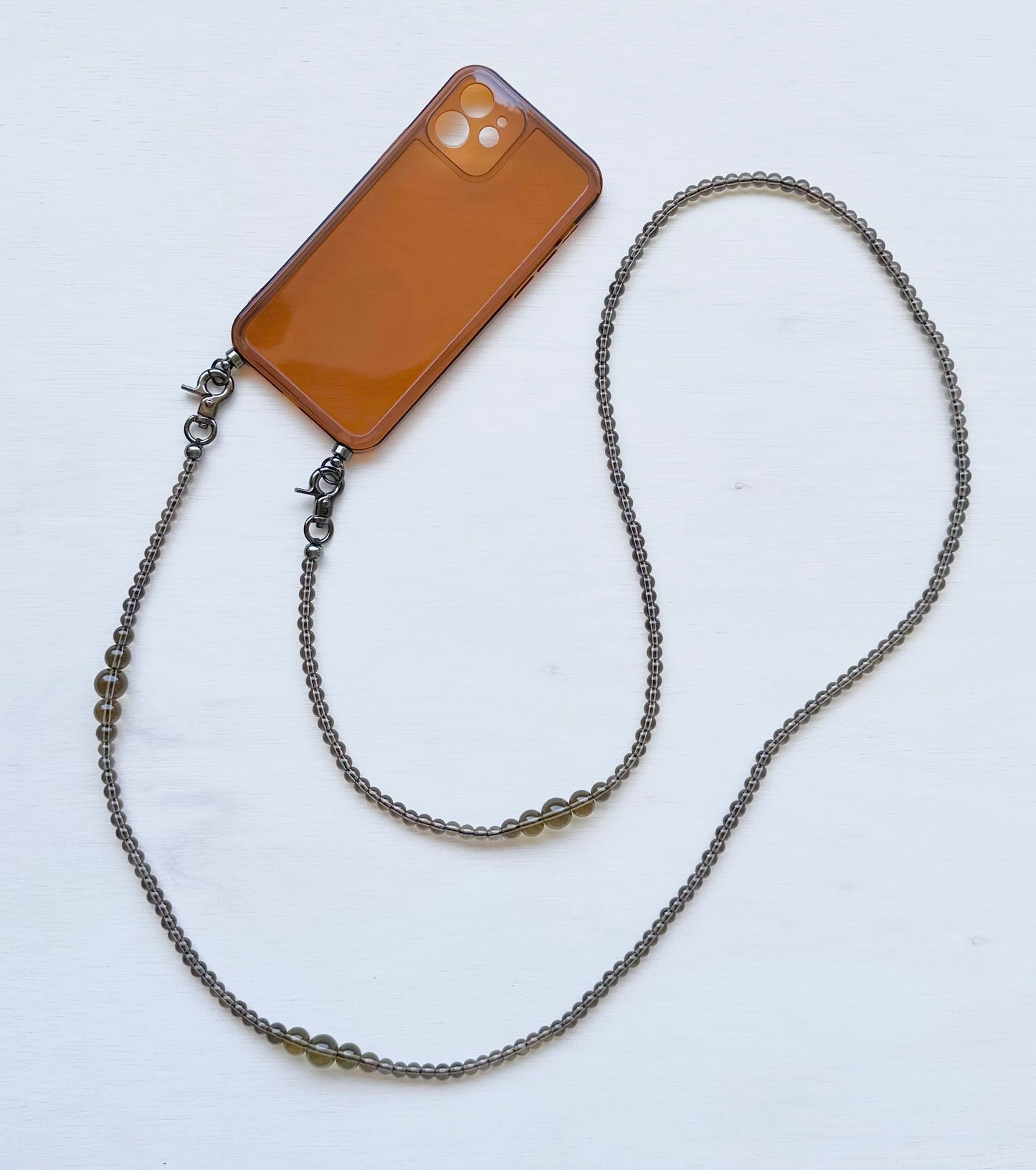 •Smoky Quartz Beads Crossbody Phone Strap•