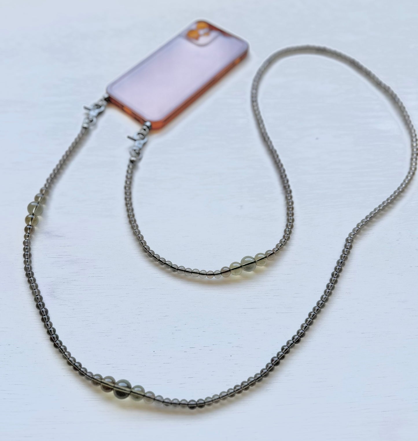 •Smoky Quartz Beads Crossbody Phone Strap•