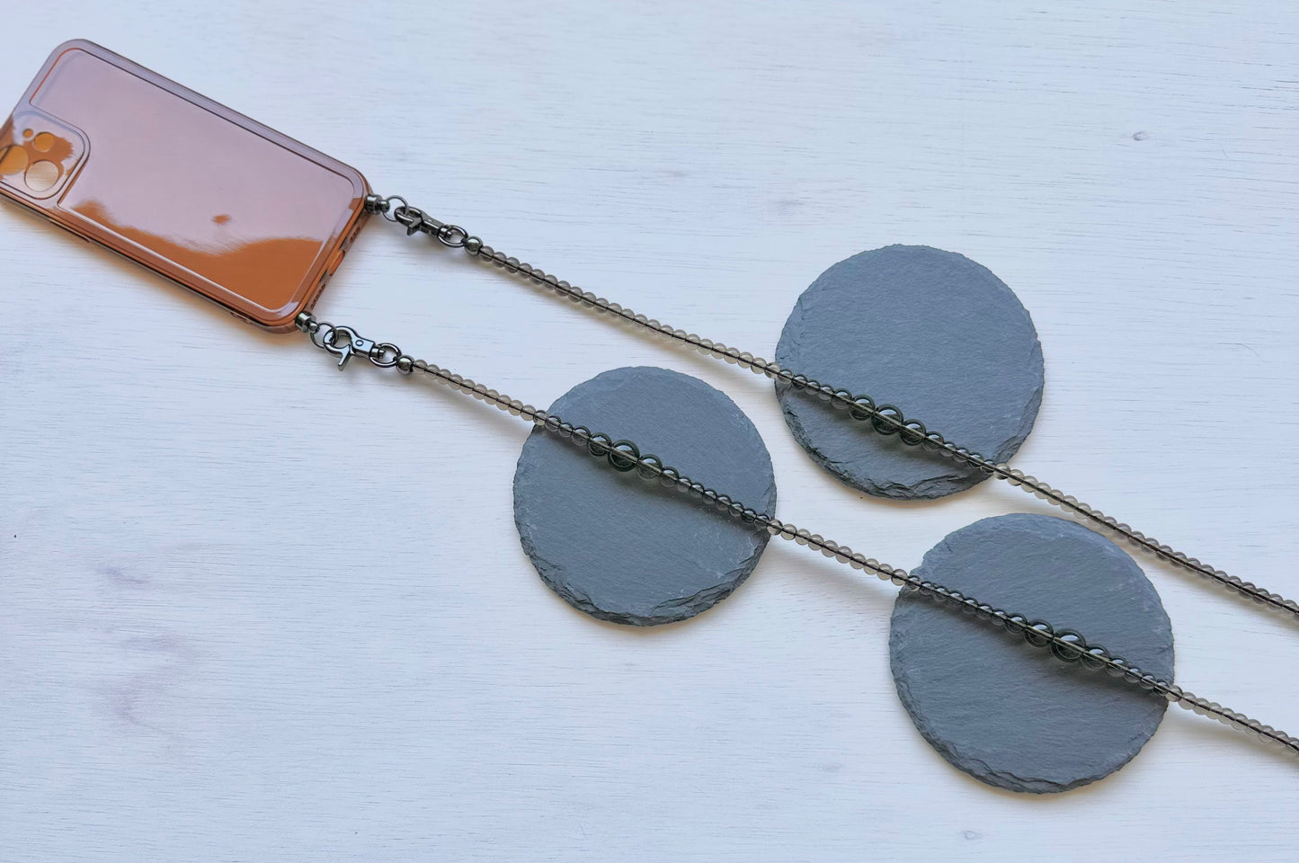 •Smoky Quartz Beads Crossbody Phone Strap•
