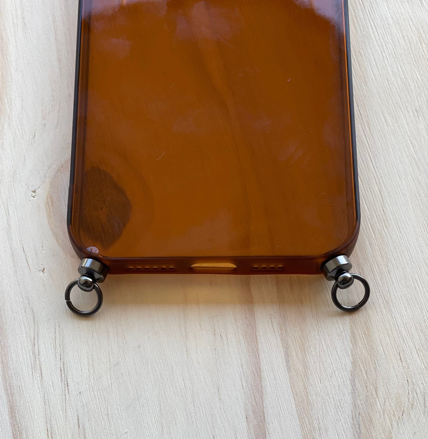 IPhone Clear Brown Silicone Soft Case•Eyelets Phone Case•Crossbody Phone Case•Phone Case with Rings•Phone Case for Strap