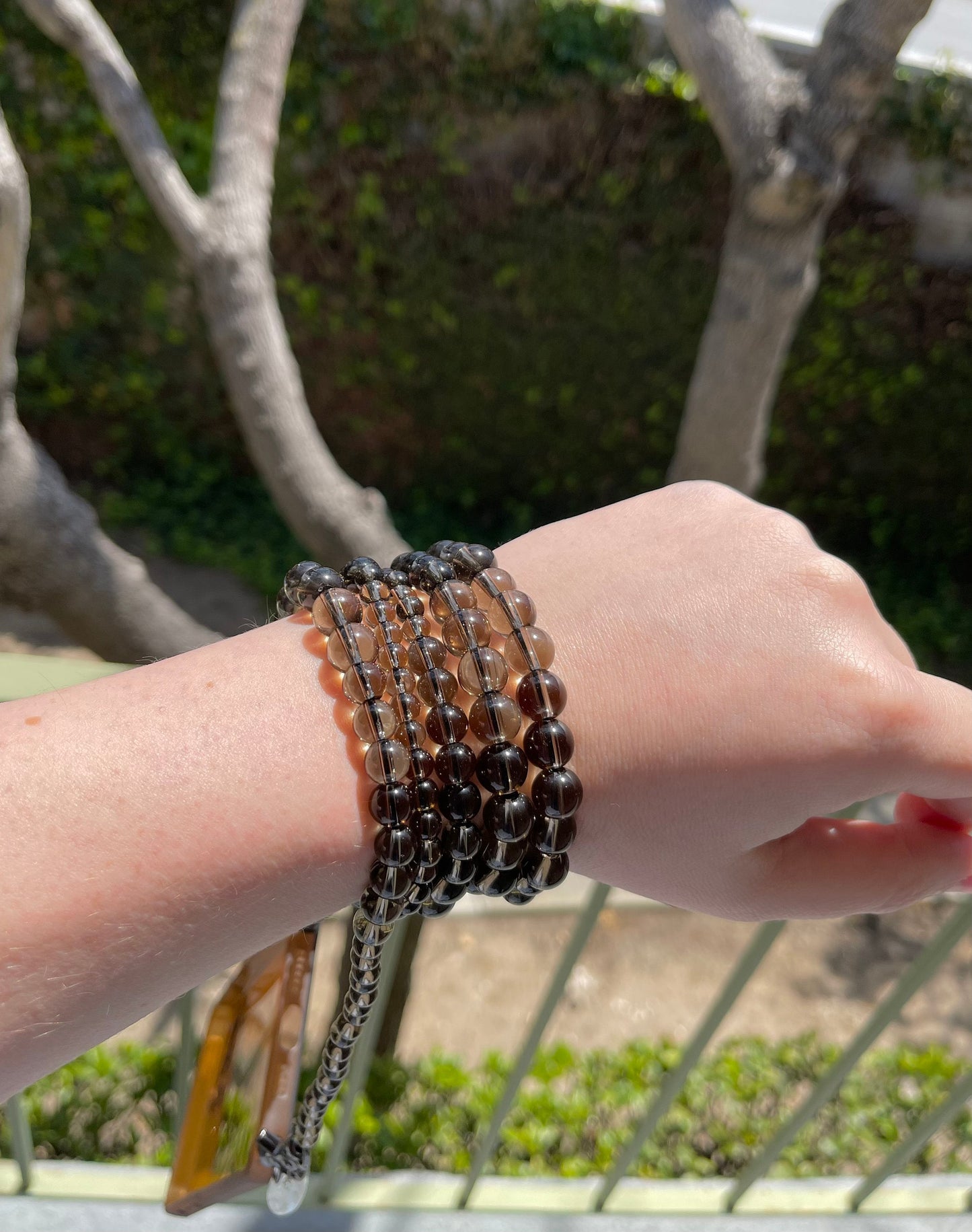 •Smoky Quartz Beads Crossbody Phone Strap•
