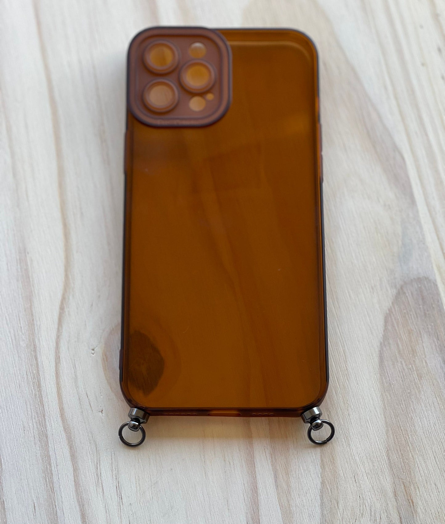 IPhone Clear Brown Silicone Soft Case•Eyelets Phone Case•Crossbody Phone Case•Phone Case with Rings•Phone Case for Strap