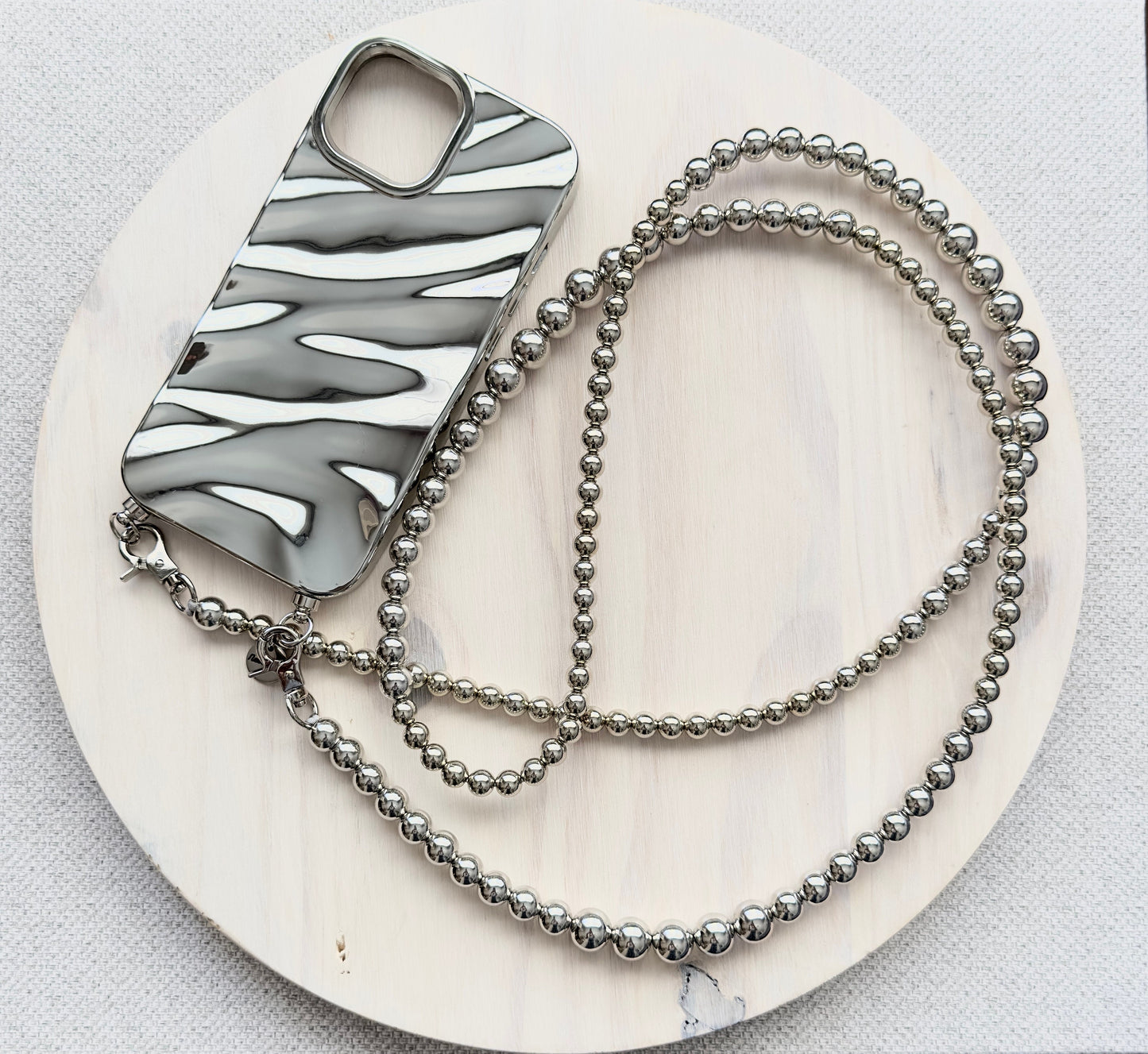 Silver Beads Phone Strap•Crossbody Phone Strap•Phone Strap•Phone Lanyard•Crossbody Beads•Festival Costume•Festival Accessories•