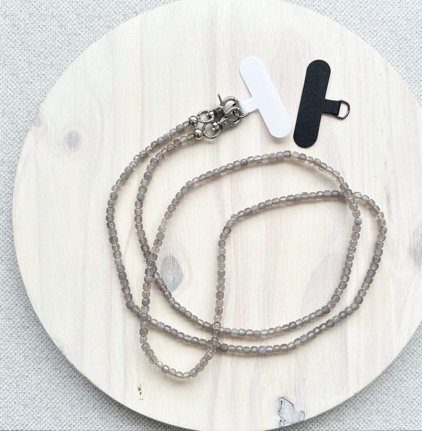 Gray Agate Square Beads Phone Strap•Crossbody Phone Strap•