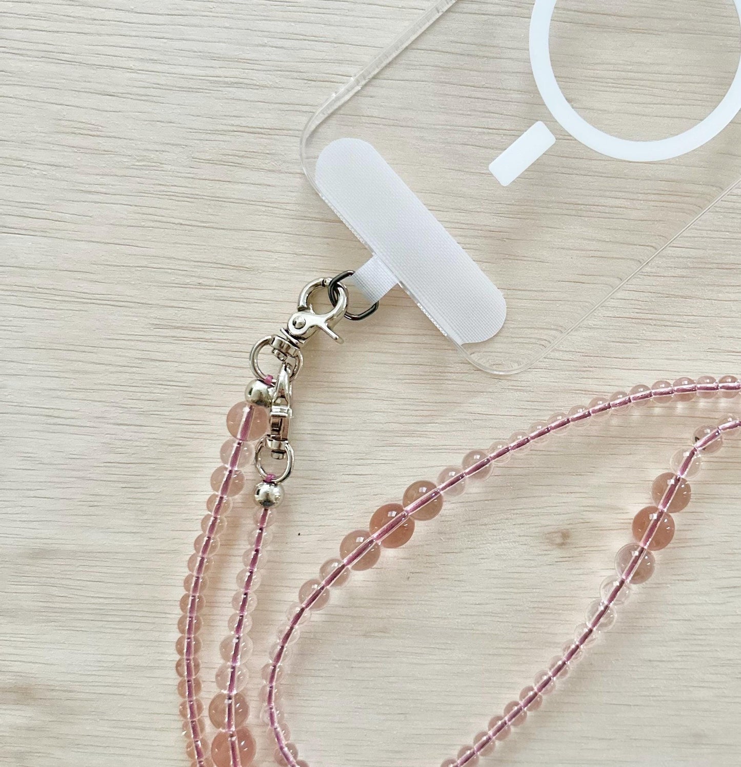 Clear Pink Beads Phone Strap•Crossbody Phone Strap•Phone Strap•Phone lanyard •Phone Accessories•Phone Beads•Long Beads•Festival Costume•