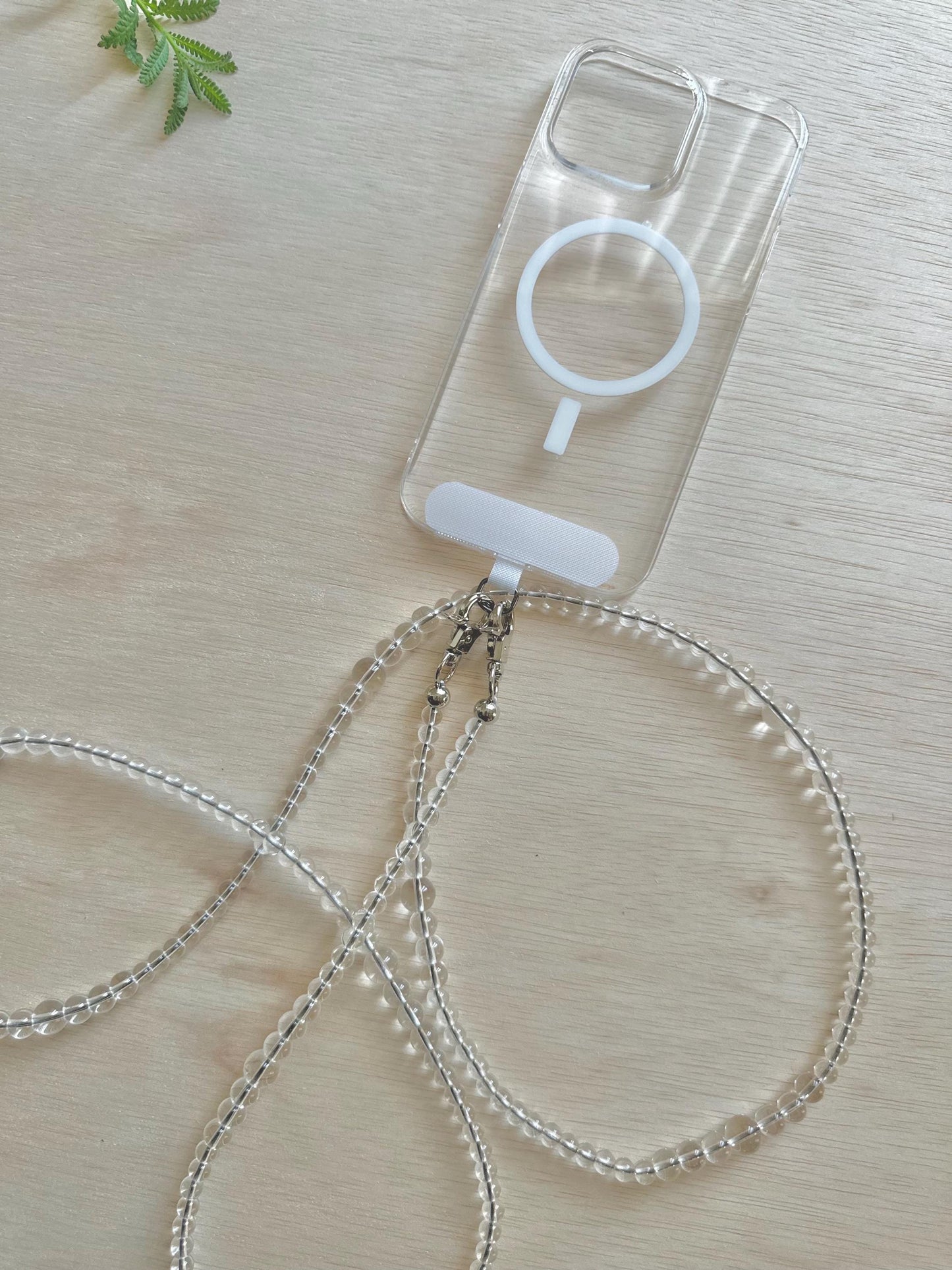 Clear Quartz Beads Crossbody Phone Strap•Phone Lanyard•Phone Beads•Long Beads•Crossbody Phone Strap•Festival Costume•