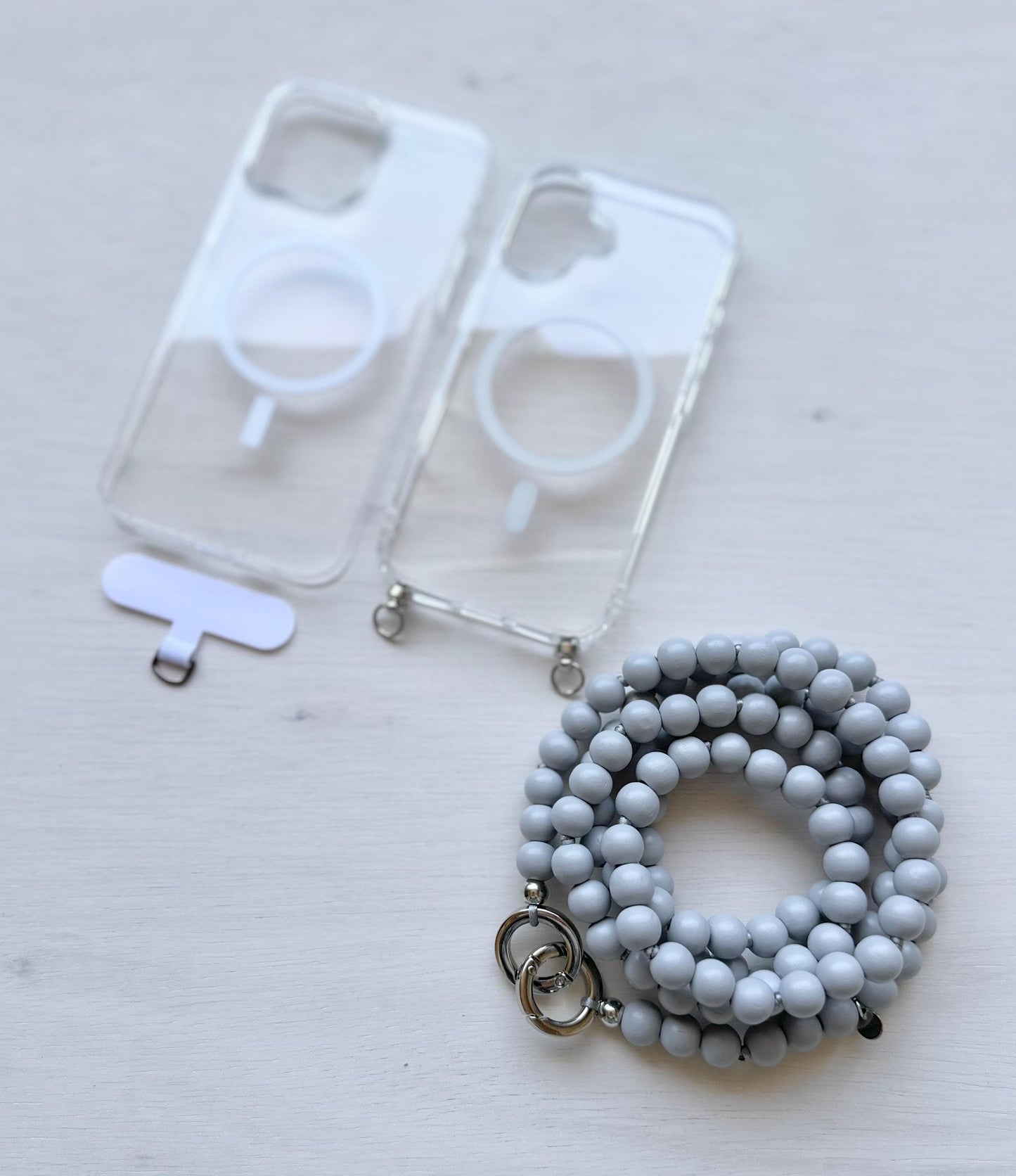 Light Grey Wooden Beads Crossbody Phone Strap•Crossbody Phone Strap•Phone Chain•Crossbody Phone Strap•Phone Lanyard•Phone Accessories•