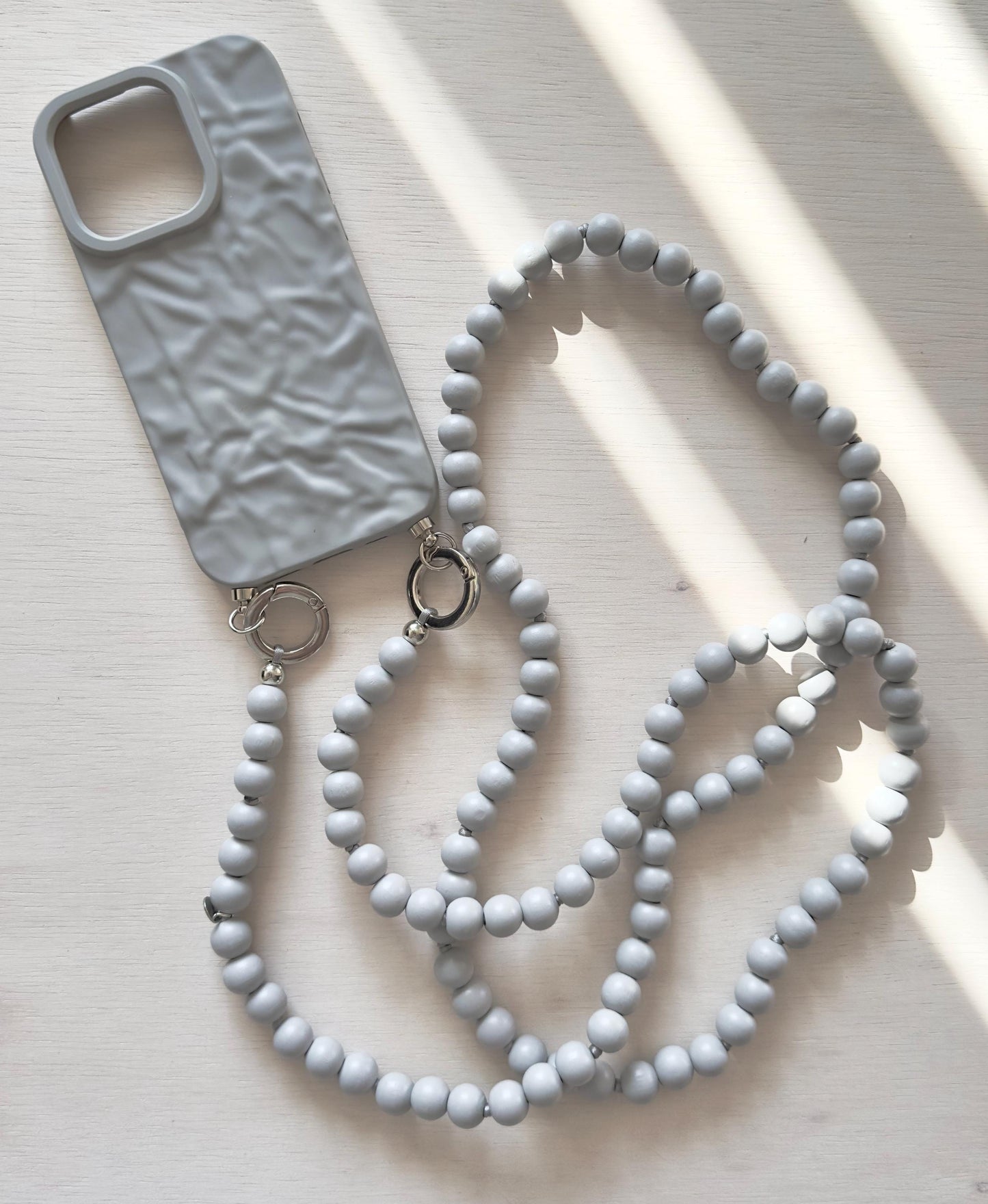 Light Grey Wooden Beads Crossbody Phone Strap•Crossbody Phone Strap•Phone Chain•Crossbody Phone Strap•Phone Lanyard•Phone Accessories•