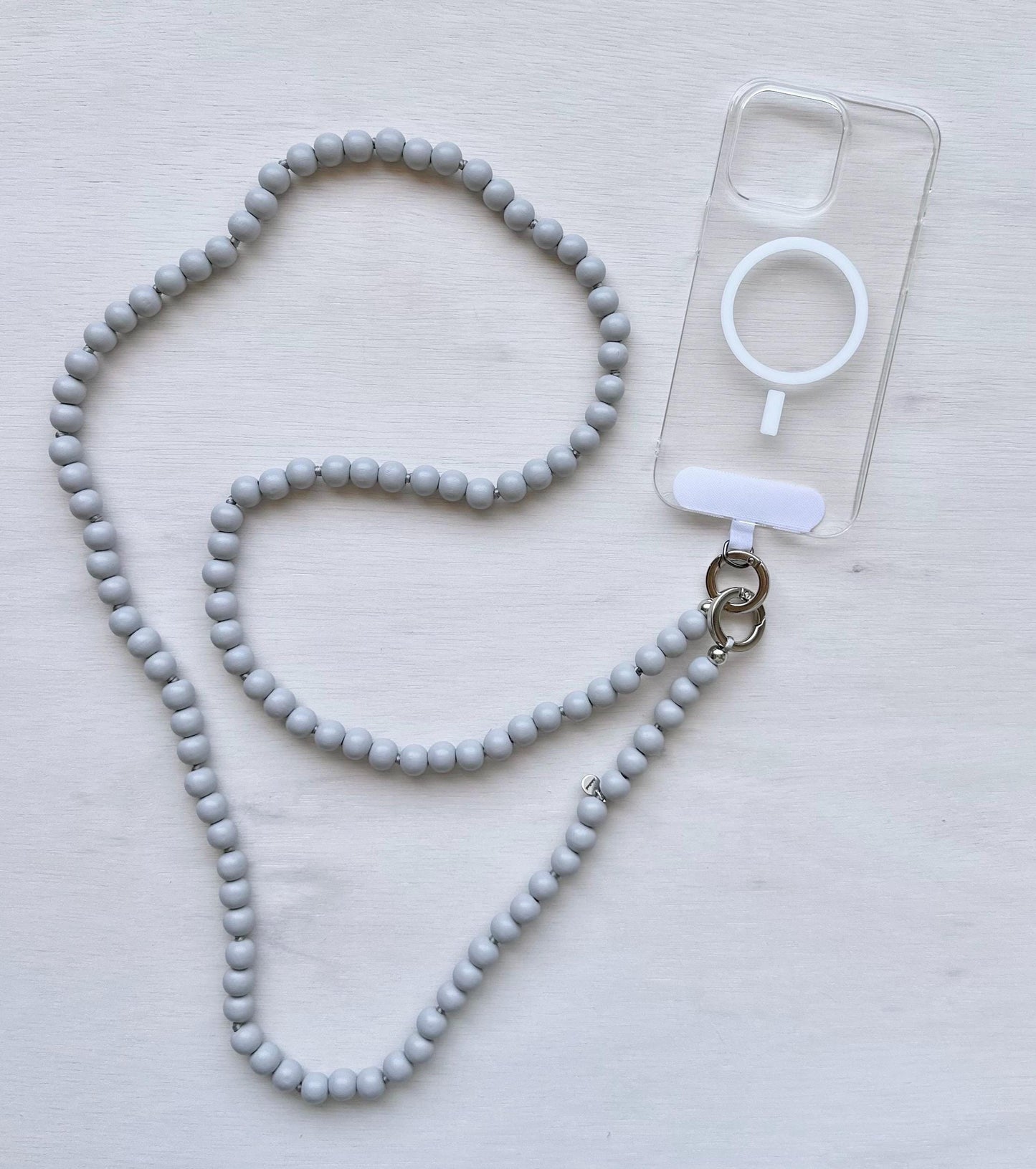 Light Grey Wooden Beads Crossbody Phone Strap•Crossbody Phone Strap•Phone Chain•Crossbody Phone Strap•Phone Lanyard•Phone Accessories•