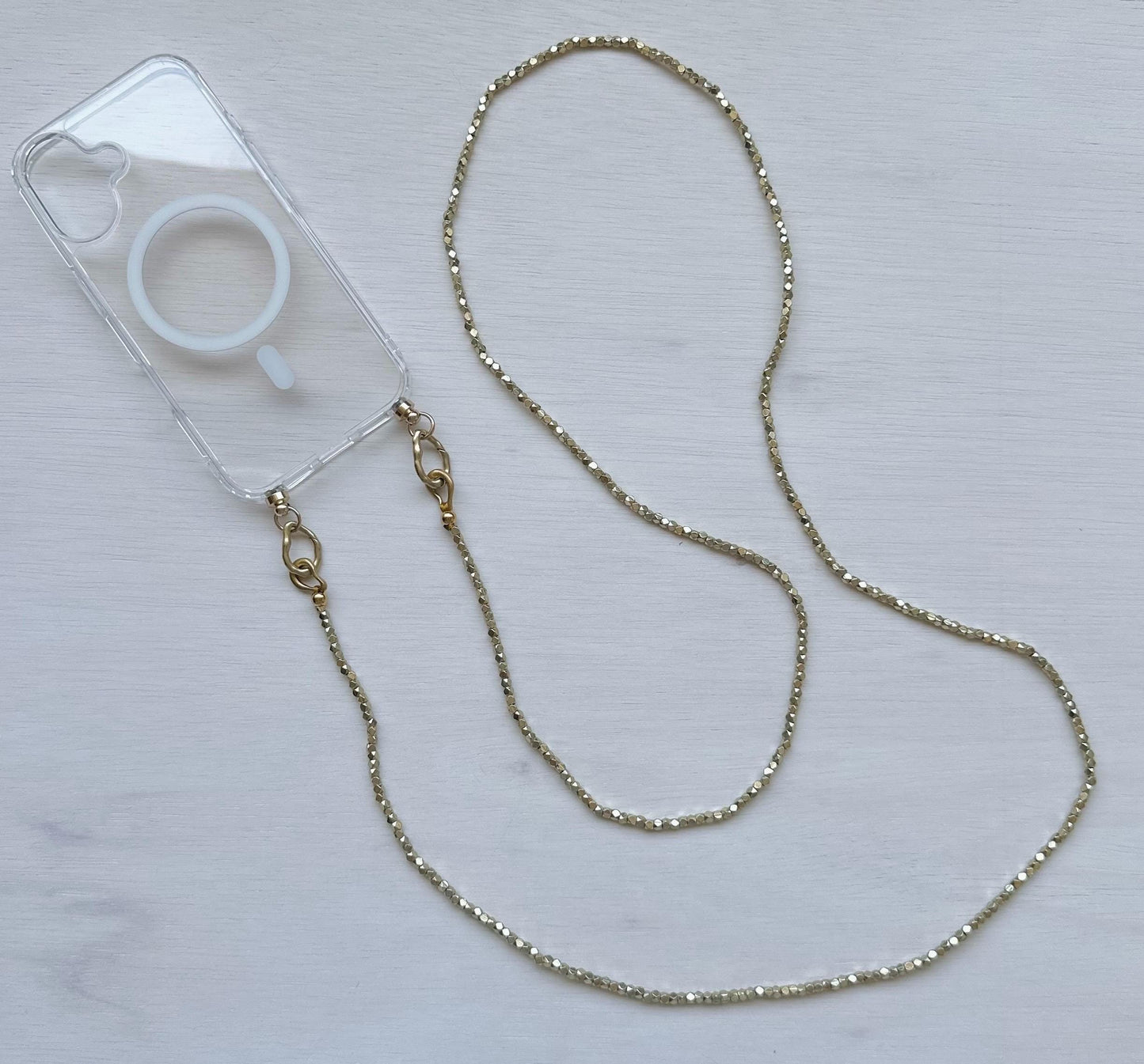 Gold Brass Beads Crossbody Phone Strap•Phone Lanyard•Phone Charm•Phone Accessories•Festival Phone Accessories•Crossbody Beads•