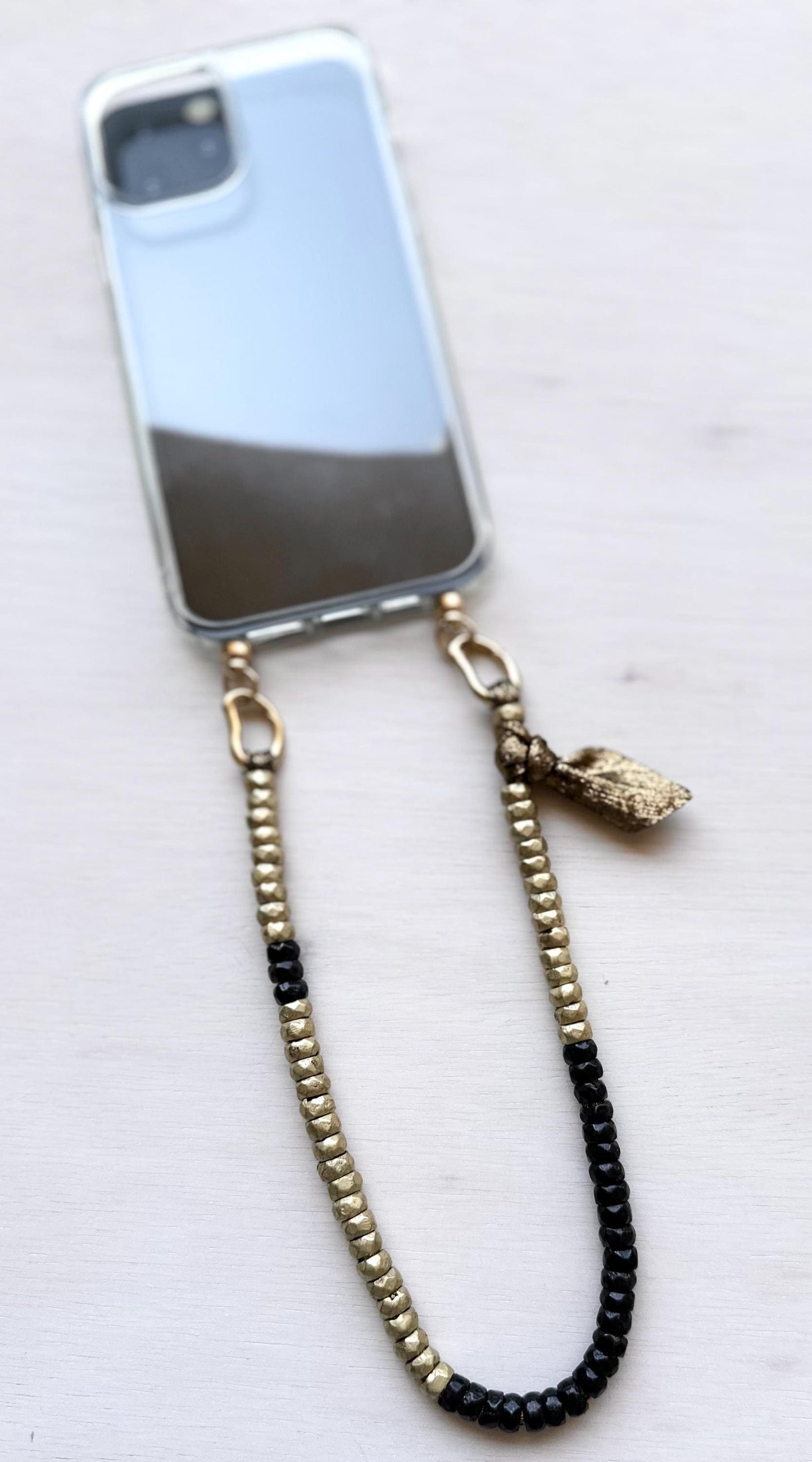 Phone Wristlet Gold•Phone Charm•Brass Beads Phone Wristlet•
