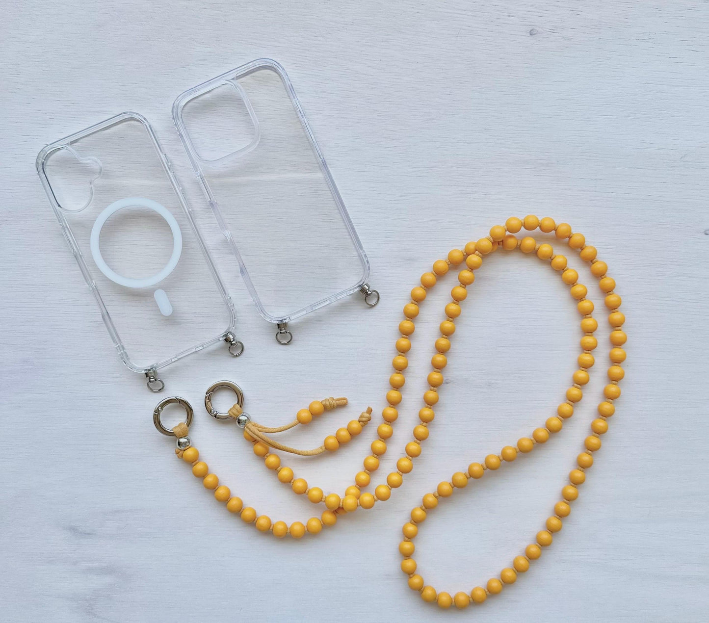 Sunny Yellow Wooden Beads Phone Strap•Crossbody Phone Strap•Phone Lanyard•Boho Style•