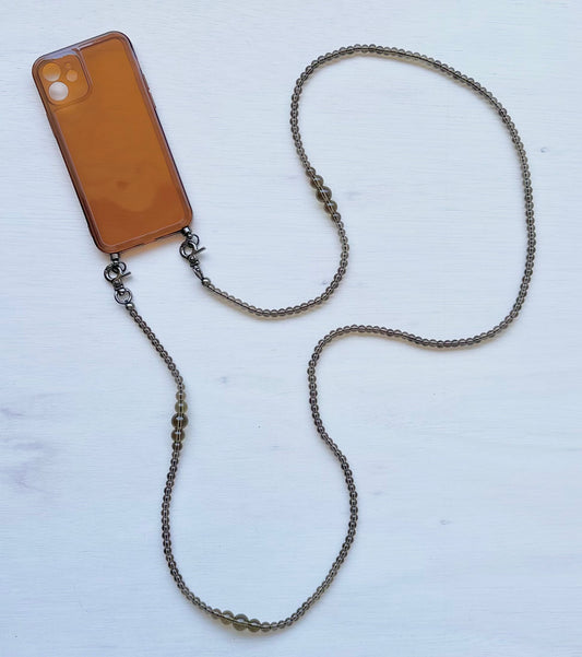 •Smoky Quartz Beads Crossbody Phone Strap•
