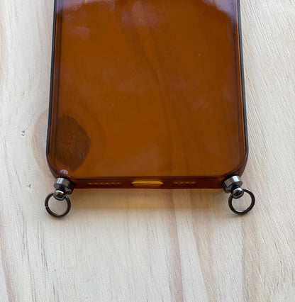IPhone Clear Brown Silicone Soft Case•Eyelets Phone Case•Crossbody Phone Case•Phone Case with Rings•Phone Case for Strap