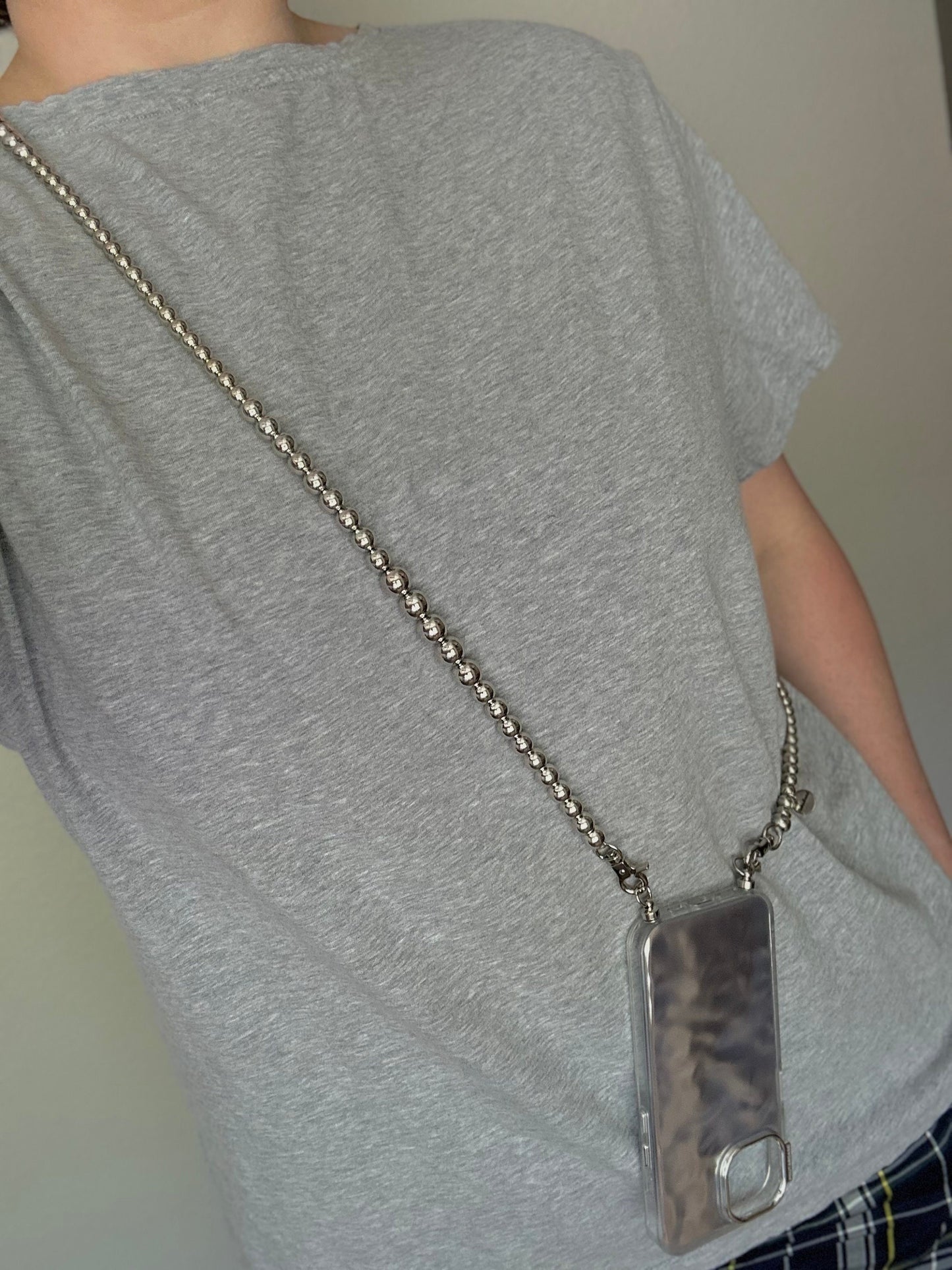 Silver Beads Phone Strap•Crossbody Phone Strap•Phone Strap•Phone Lanyard•Crossbody Beads•Festival Costume•Festival Accessories•