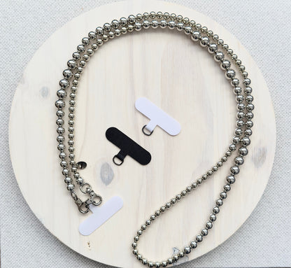 Silver Beads Phone Strap•Crossbody Phone Strap•Phone Strap•Phone Lanyard•Crossbody Beads•Festival Costume•Festival Accessories•