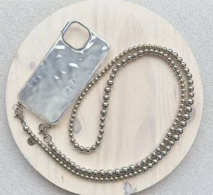 Silver Beads Phone Strap•Crossbody Phone Strap•Phone Strap•Phone Lanyard•Crossbody Beads•Festival Costume•Festival Accessories•