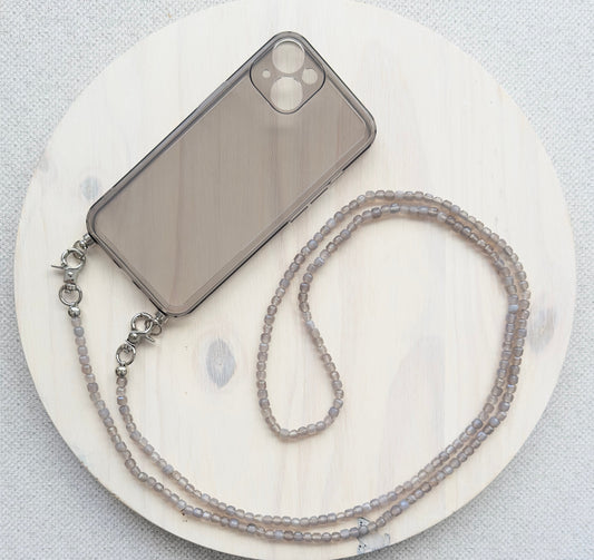 Gray Agate Square Beads Phone Strap•Crossbody Phone Strap•