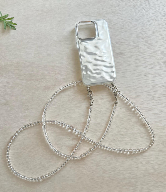 Clear Quartz Beads Crossbody Phone Strap•Phone Lanyard•Phone Beads•Long Beads•Crossbody Phone Strap•Festival Costume•