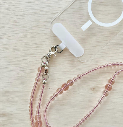Clear Pink Beads Phone Strap•Crossbody Phone Strap•Phone Strap•Phone lanyard •Phone Accessories•Phone Beads•Long Beads•Festival Costume•