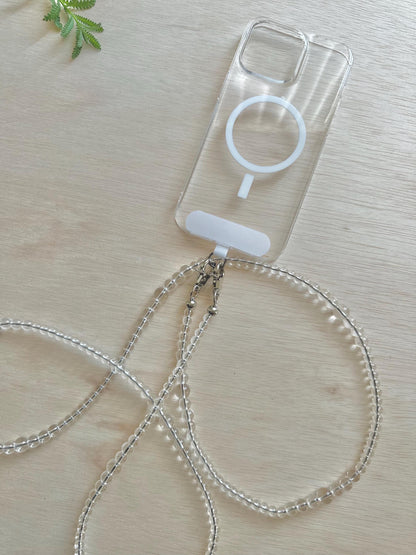Clear Quartz Beads Crossbody Phone Strap•Phone Lanyard•Phone Beads•Long Beads•Crossbody Phone Strap•Festival Costume•