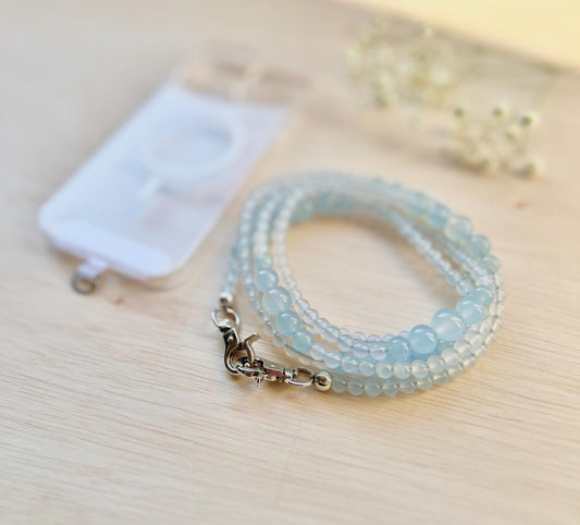 Blue Jade Beads Phone Strap • Crossbody Phone Strap•Phone Charm• Phone lanyard •Phone Beads•Crossbody Beads•Long Beads•Festival Costume•