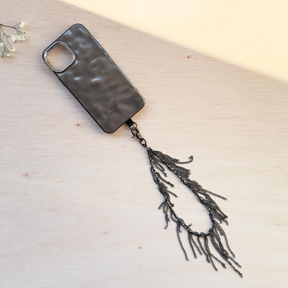 Phone Strap•Hematite Beads and Black Chain Phone Strap•Phone Wristlet •Phone Charms•Handmade Phone Strap•Unique Design Strap•
