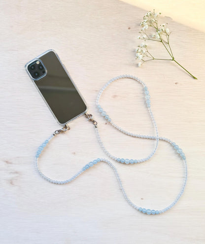 Blue Jade Beads Phone Strap • Crossbody Phone Strap•Phone Charm• Phone lanyard •Phone Beads•Crossbody Beads•Long Beads•Festival Costume•