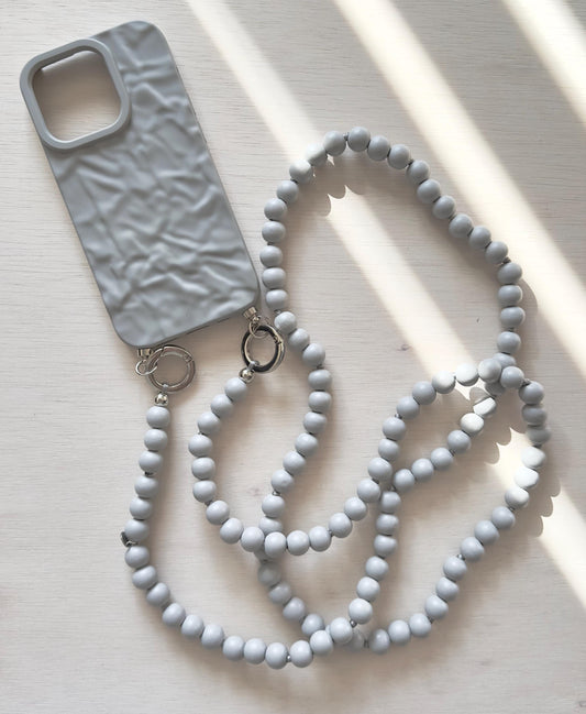 Light Grey Wooden Beads Crossbody Phone Strap•Crossbody Phone Strap•Phone Chain•Crossbody Phone Strap•Phone Lanyard•Phone Accessories•