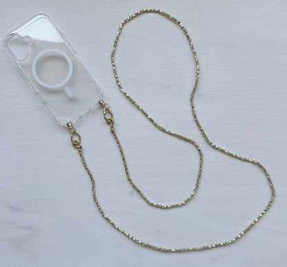 Gold Brass Beads Crossbody Phone Strap•Phone Lanyard•Phone Charm•Phone Accessories•Festival Phone Accessories•Crossbody Beads•