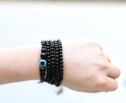Evil Eye Black Quartz Beads Phone Strap•Crossbody Phone Strap•Phone Lanyard•Phone Charm•Festival Phone Accessories•Crossbody Beads•