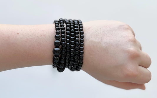 Black Quartz Beads Crossbody Phone Strap
