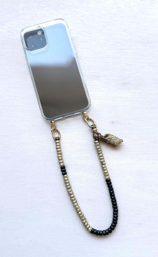 Phone Wristlet Gold•Phone Charm•Brass Beads Phone Wristlet•